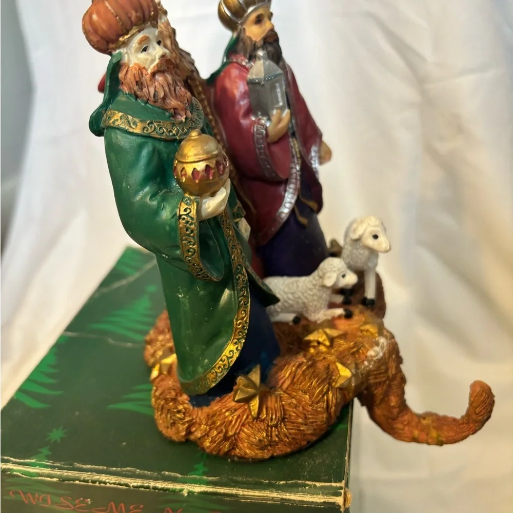 Vintage Three Wise Men Sock Hanger Holiday Figurine Multicolor Ceramic Heavy